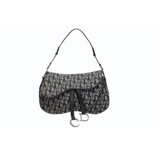 Christian Dior Trotter double saddle bag Galliano black leather